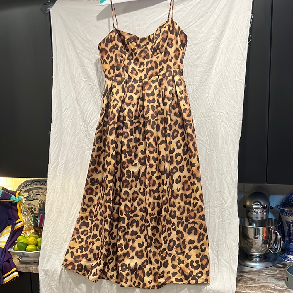 Leopard Print Spaghetti Strap Dress